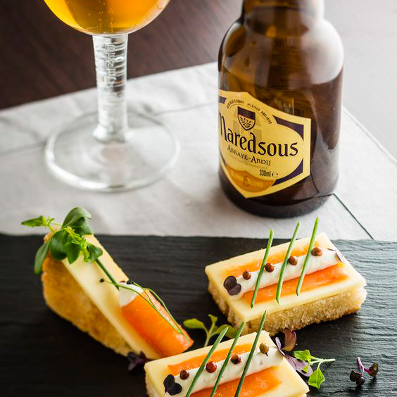 Zakoeski met Maredsous® Dubbelroom, zalm en bieslook