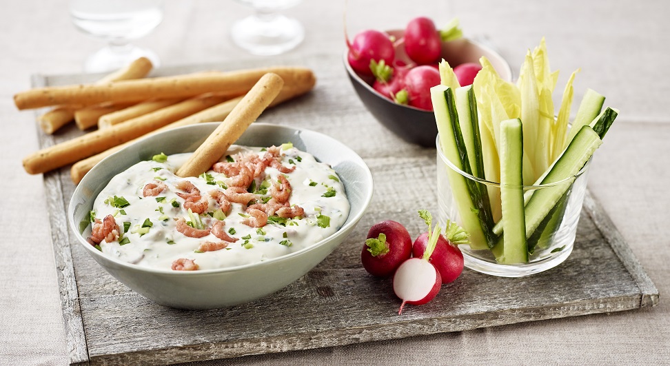 Dip met Maredsous® met Plattekaas en grijze garnalen